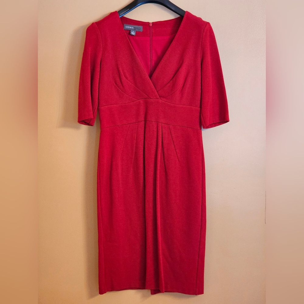 Donna Ricco Dress, Red, Size 8